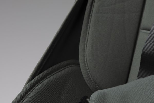 Chemarts 2026 28 _AaltoUniversity_photographer_esakapila_Tar leather_Bugaboo Bio-based tar leather seat inlay cover by Alois Auer & Renata Khayrutdinova, BA in Design and Media ARTS, 2026 for Bugaboo